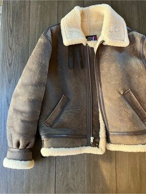 Schott NYC Classic B-3 Sheepskin Leather Bomber Jacket